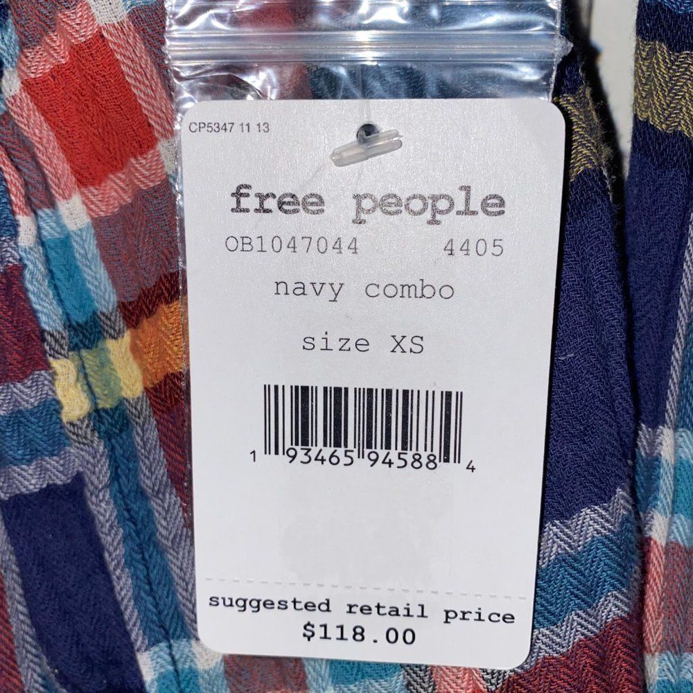 🆕Free People Women's Siena Plaid Top size SM - Picture 7 of 7